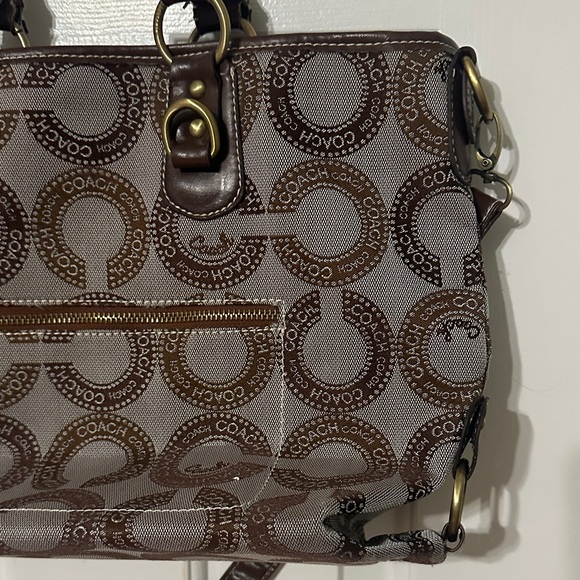Coach Dark Brown Signature Shoulder Bag - Picture 11 of 16